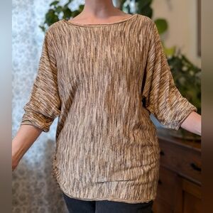 SHIMMERSTRAVAGANZA 00s Vintage Tan & Gold Shimmer Dolman Tunic - 1X